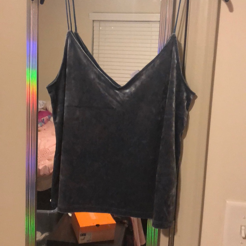 Blue/Silver Felt Crop Top, Spaghetti Straps